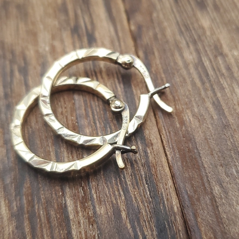 E471 S925 sterling silver gold covered hoop earrings‎  for pierced ears